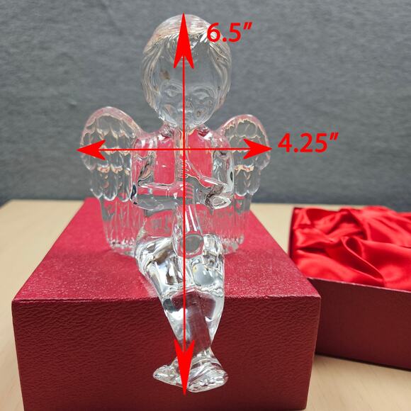 Waterford Crystal Sitting Cherub Angel Trumpet Horn Shelf Sitter 1998 Ireland - Picture 7 of 10